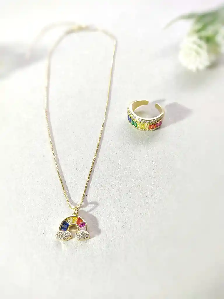 Collar Y Anillo Rainbow