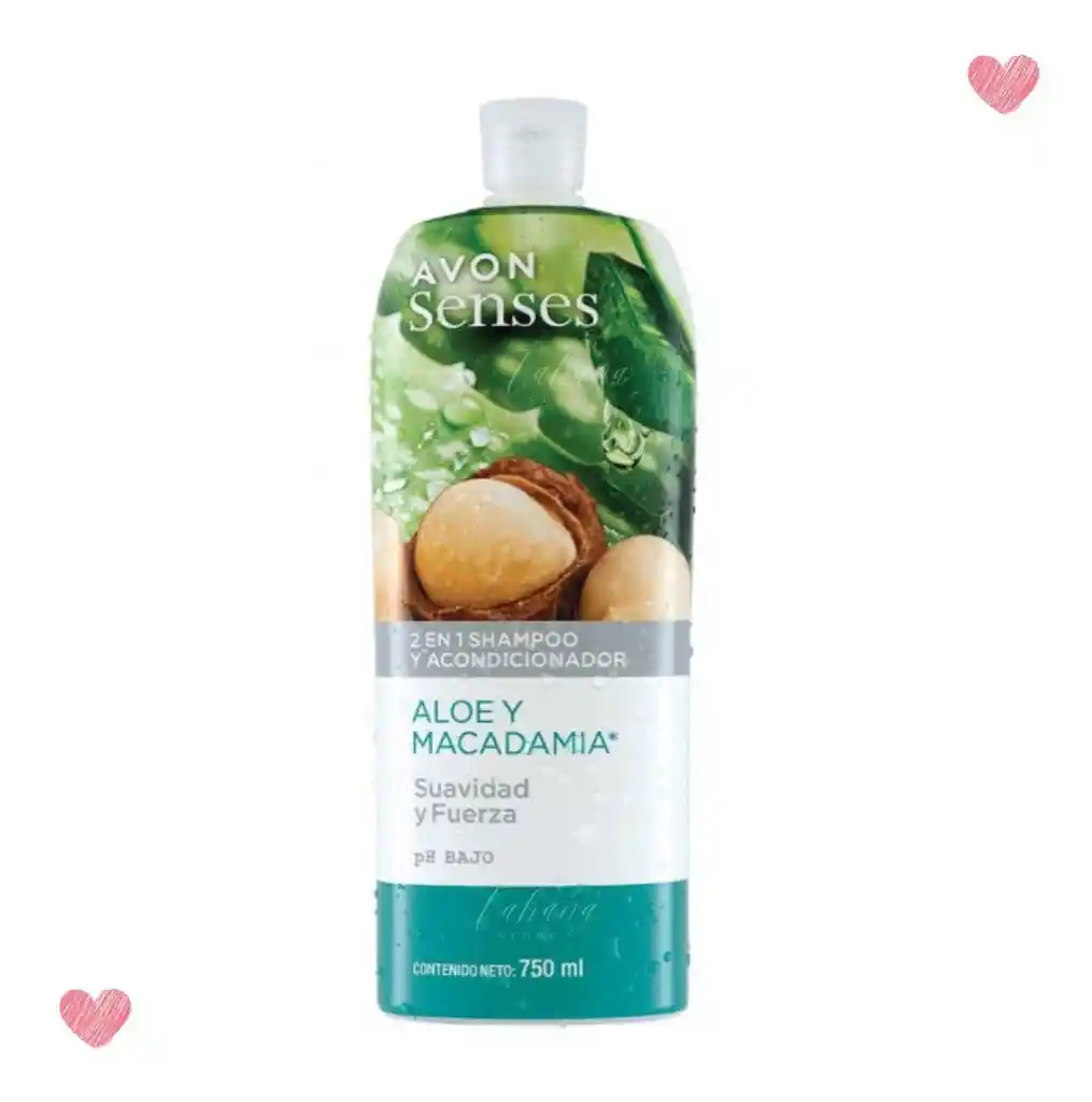  Avon Senses Shampoo Y Acondicionador 2 En 1 Aloe Y MACADAMIA 750 Ml 