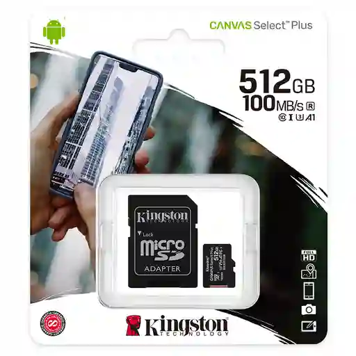 Memoria Micro Sd Kingston 512gb Canvas Select Plus Class10 (a1 V10)