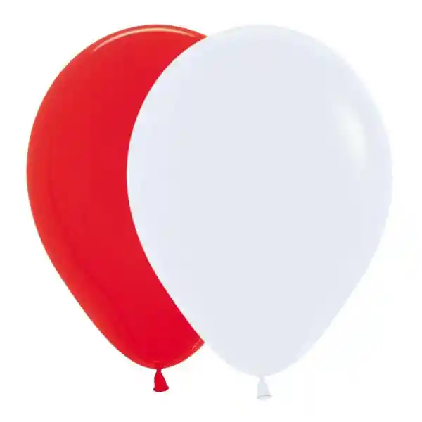 Paquete De Globos/ Bombas Rojo Blanco Fashion X 12 Und