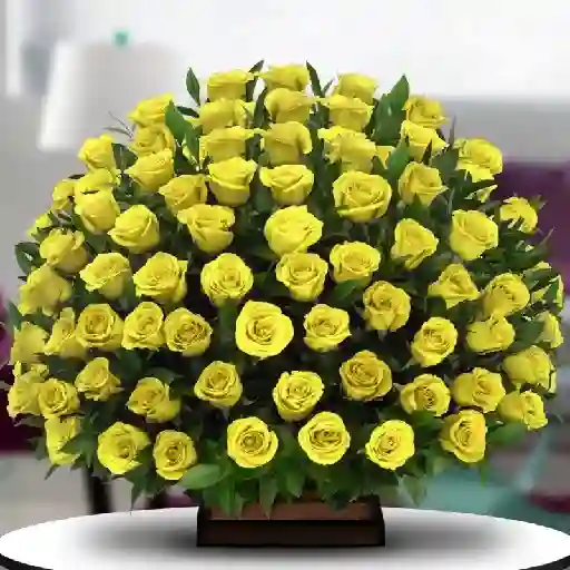 Canasta De Rosas Marillas