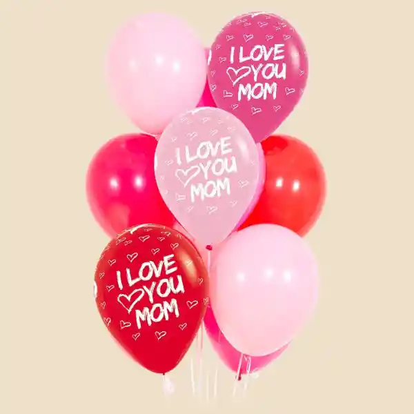 Bouquet I Love You Mom (11 Globos Inflados Con Helio)
