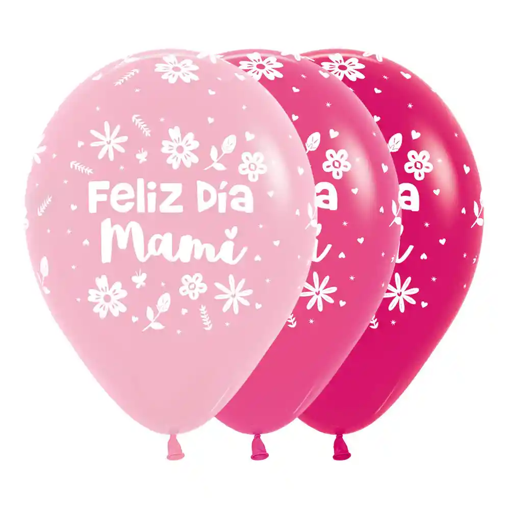 Globos O Bombas Feliz Dia Mami Flores X 50