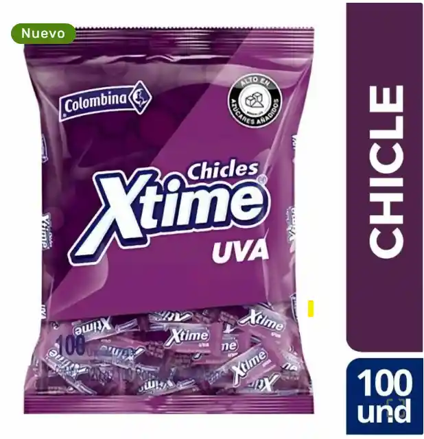   X-Time  Chicle Uva  100 Und 