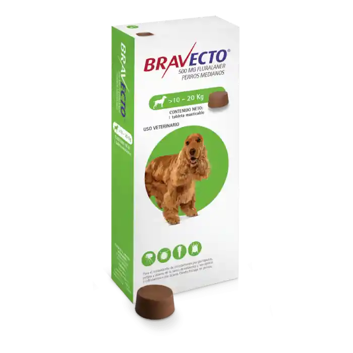 Bravecto Antipulgas Para Perro De 10 A 20 Kg (500 Mg)