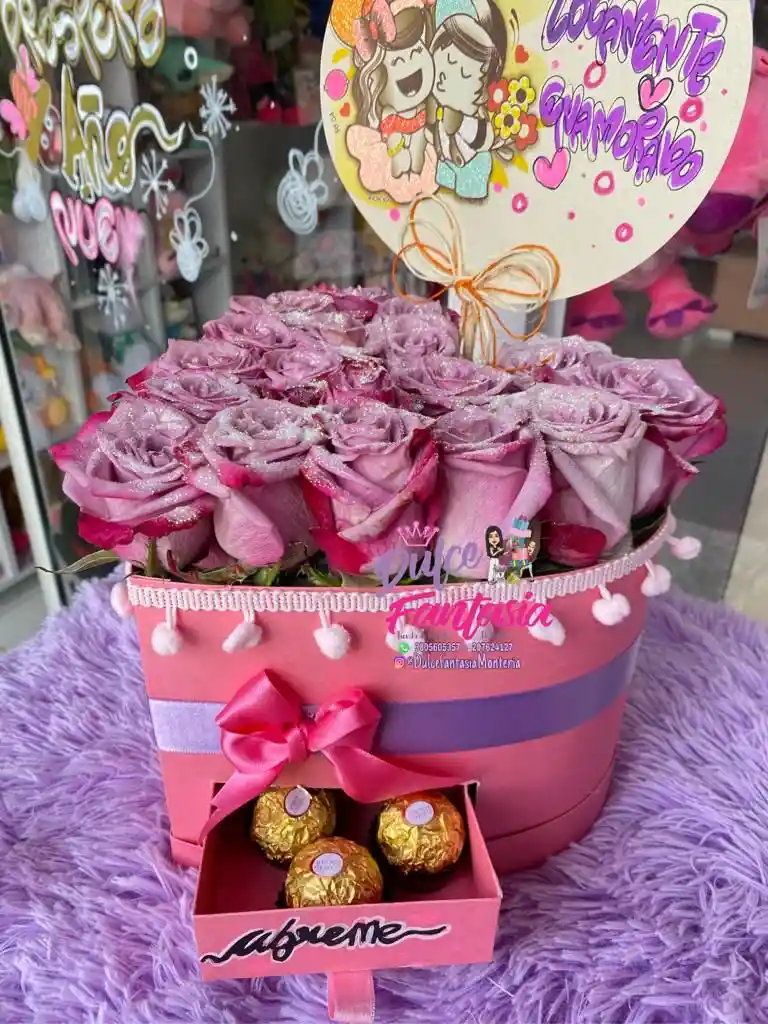 Corazón Floral Con Chocolates Ferreros