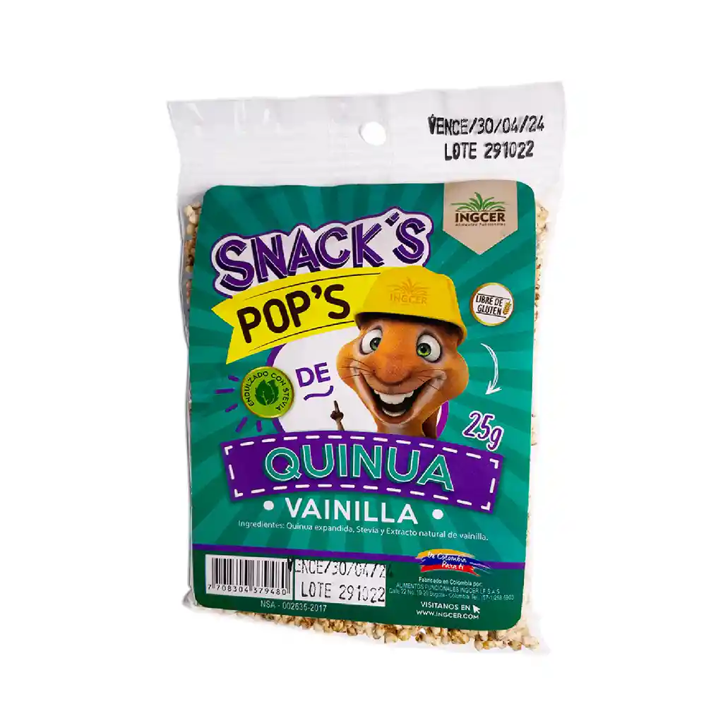 Snack Quinua Vainilla Ingcer X 25 Grs