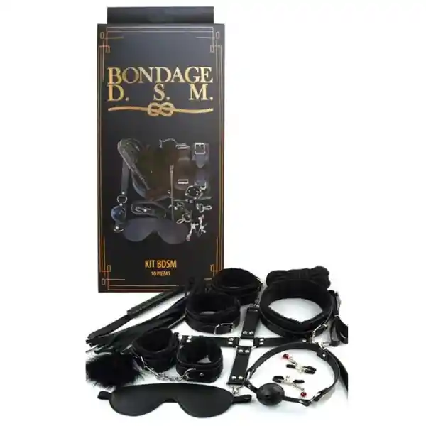 Kit Bondage Bdsm Sado 10 Piezas Color Negro