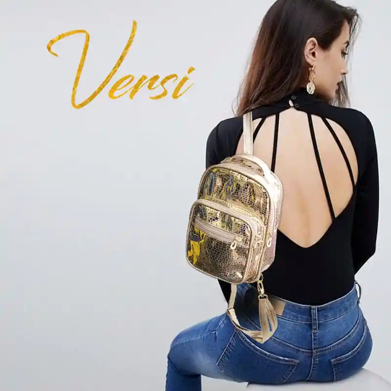 Bolso Morral Versi Rio Diseño Bolso Dorado Lizo Mujer