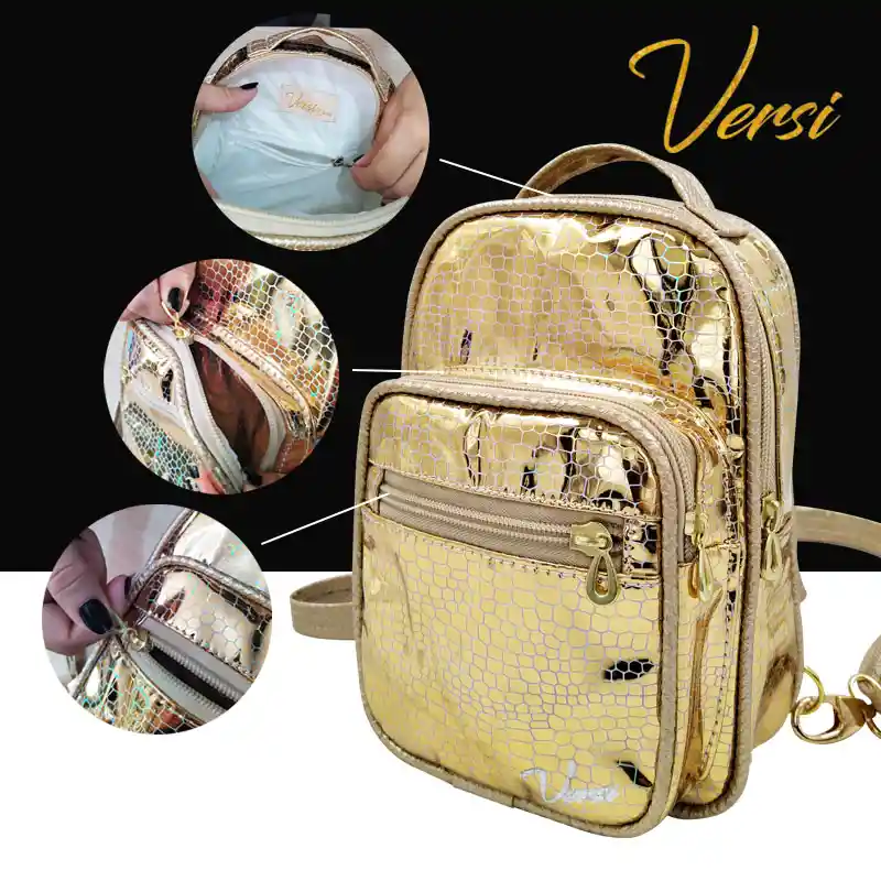 Bolso Morral Versi Rio Diseño Bolso Dorado Lizo Mujer