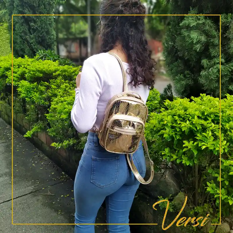 Bolso Morral Versi Rio Diseño Bolso Dorado Lizo Mujer