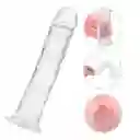 Dildo Con Chupa Lester, Color Transparente. 19cm