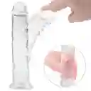 Dildo Con Chupa Lester, Color Transparente. 19cm