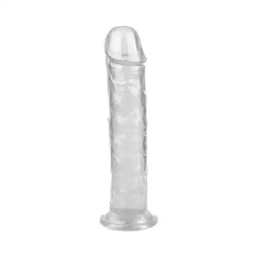 Dildo Con Chupa Lester, Color Transparente. 19cm