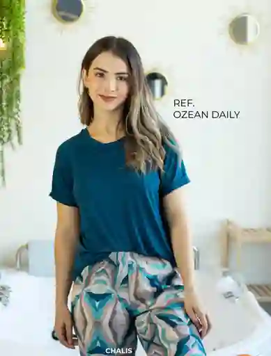 Pijama Pantalón En Chalis Ozean Daily