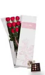 Rosas Rojas X 10 En Caja Roja + Chocolates Don Eloy