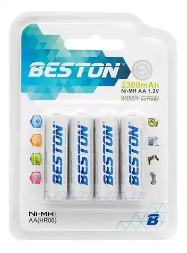 Bateria Pila Recargable Aa X 4 Beston Hr06 2100mah