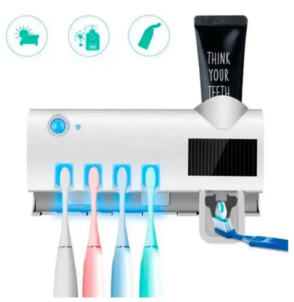 Soporte Esterilizador Cepillos + Dispensador Crema Dental