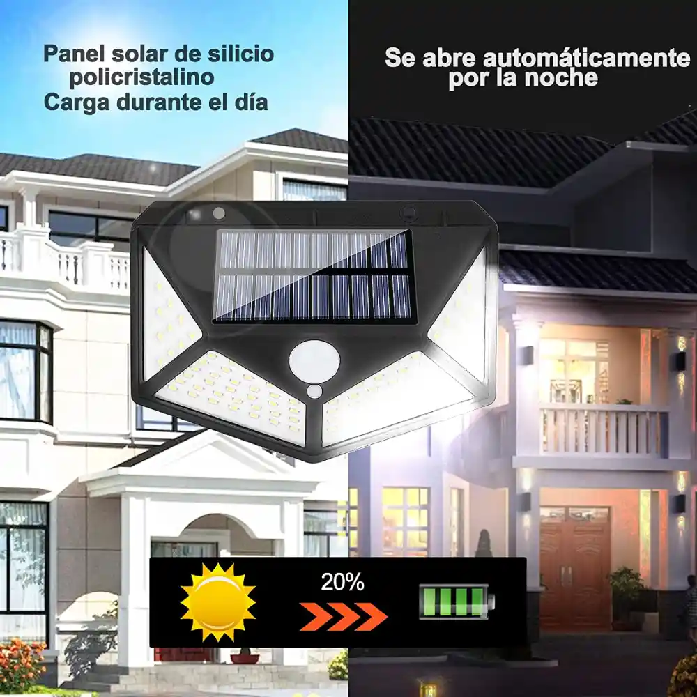 Lampara Solar Exterior 100 Luces Led Recargable Ip65 Cl-100