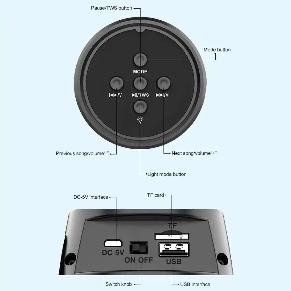 Mini Parlante Bluetooth Speaker Portátil Luces Led Zqs1319
