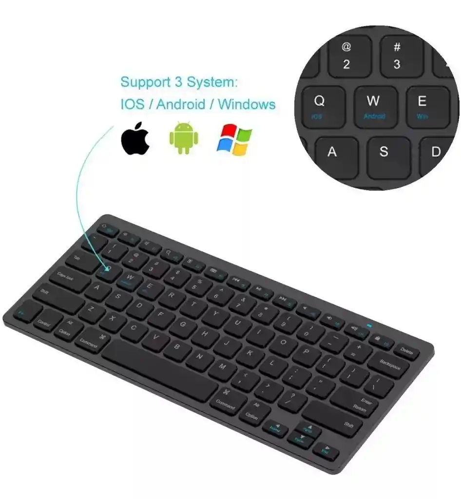 Teclado Bluetooth Wireless Keyboard Mac Pc Tablet Cel