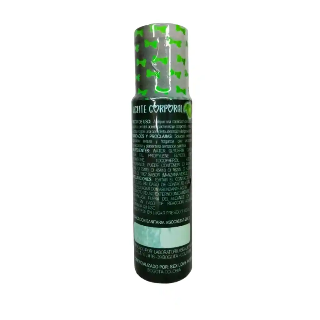 Aceite Para Masajes Y Sexo Oral Manzana Verde 30ml Sex Love