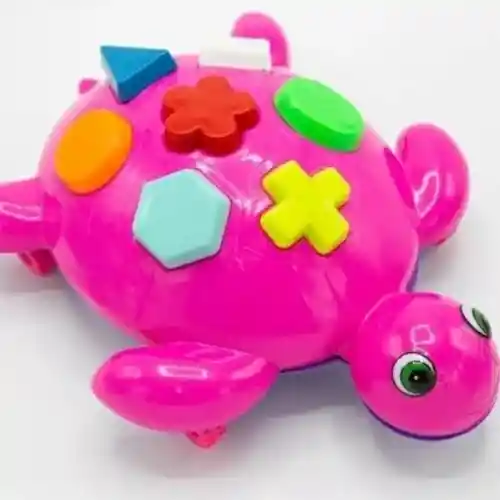 Tortuga Didáctica Para Encajar Fichas En Color Fucsia..