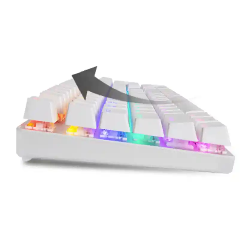 Teclado Mecánico Gamer Gtune Mkf305 Blaco Plata Rainbow Rgb