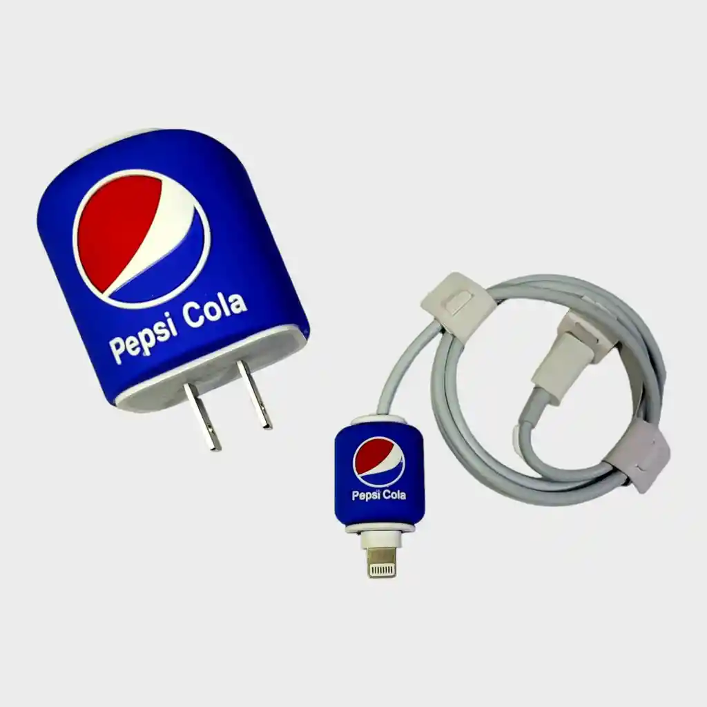 Set Protector Cargador Y Cable Iphone 20w Pepsi Cola