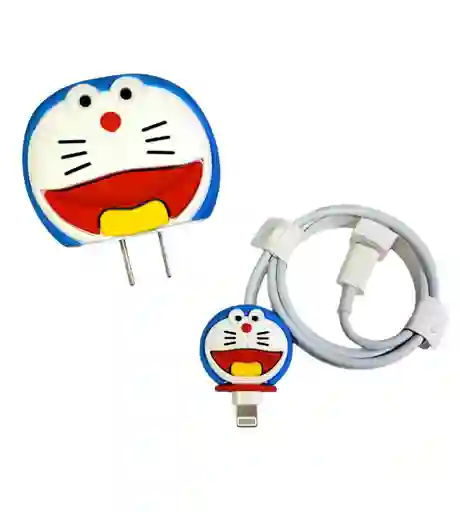 Set Protector Cargador Y Cable Iphone 20w Doraemon