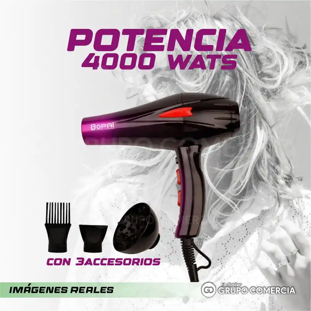 Secador Turbo Para Cabello Porfesional 4000 W Con Accesorios