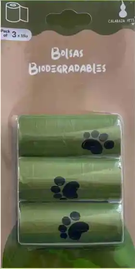 Bolsas Biodegradables (popbags) Paquete X3rollos (15 Unidades Por Cada Rollo)