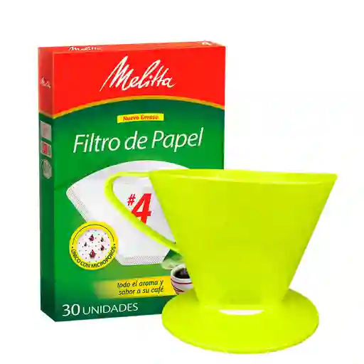 Melitta Portafiltro Verde Lima Tamaño #4 (8 Tazas) + 30 Filtros