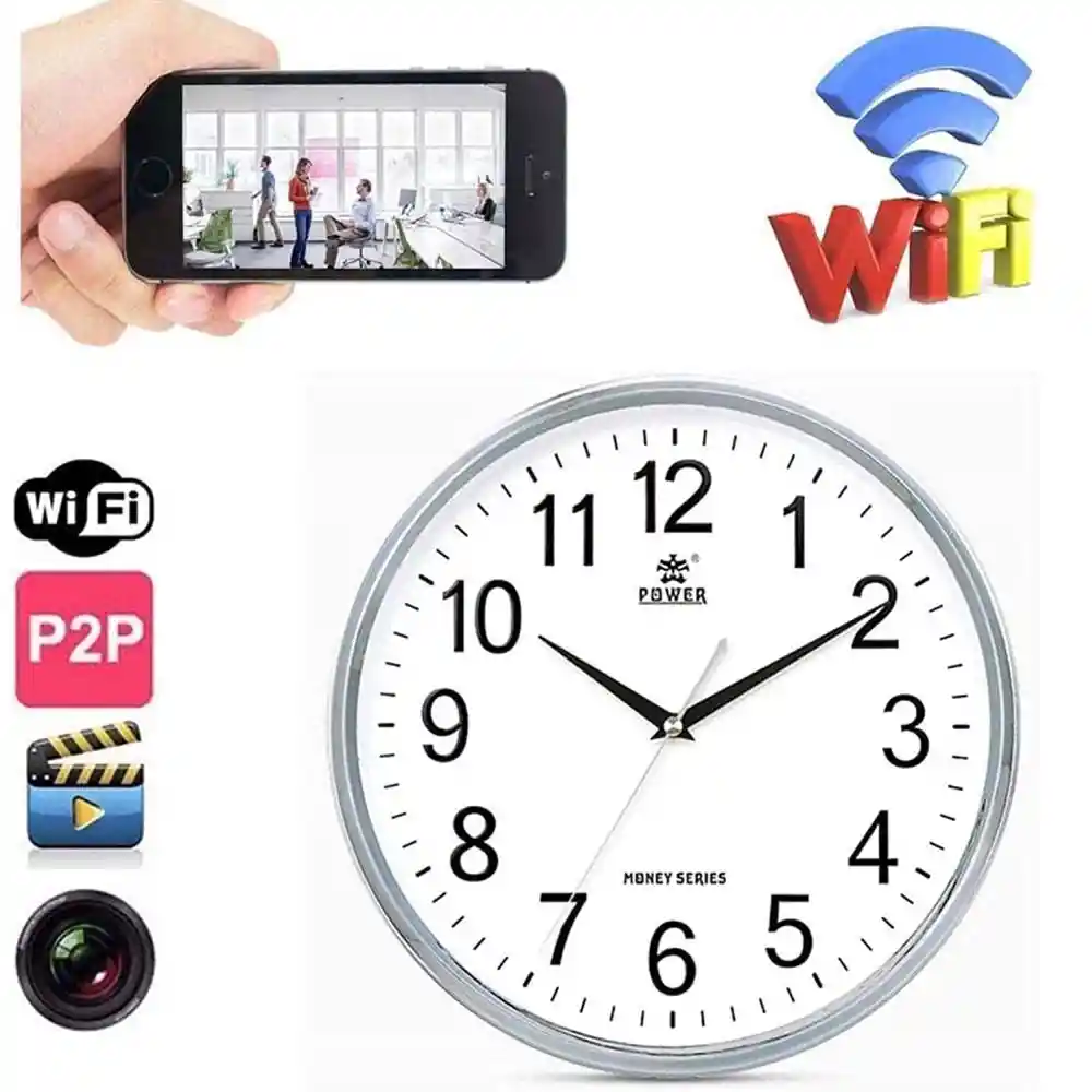 Reloj De Pared Cámara Espía Wifi 1080p Hd Sensor Movimiento