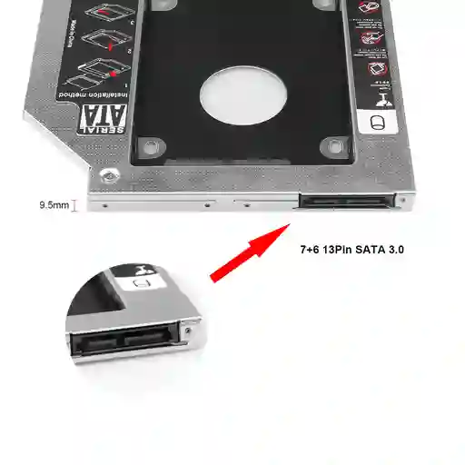 Caddy Adaptador Para Segundo Disco Sata 2.5 Notebook 12.7 Mm