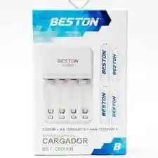 Cargador De Pilas Beston + 2 Pilas Aa Y 2 Pilas Aaa