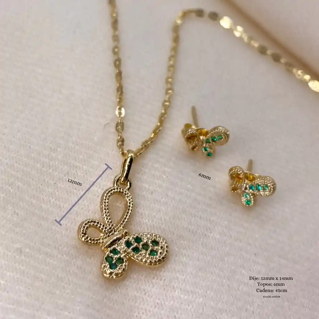 Set Cadena, Dije Y Topos Oro Laminado 18k