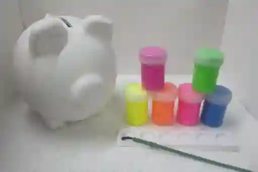 Set De Arte, Alcancia En Ceramica Con Temperas