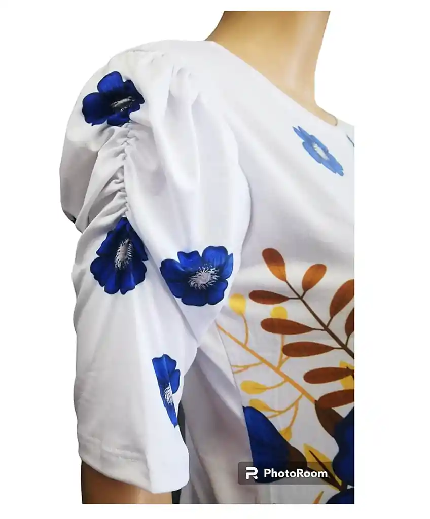 Blusa Para Mujer Estampada Blusa Para Dama Flores Azul Oscuro