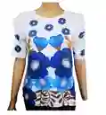 Blusa Para Mujer Estampada Blusa Para Dama Flores Azul Oscuro