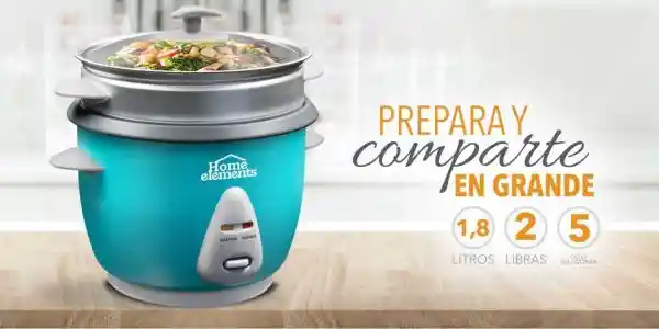 Home Elements Olla Arroz 1,8lt Azul Turquesa