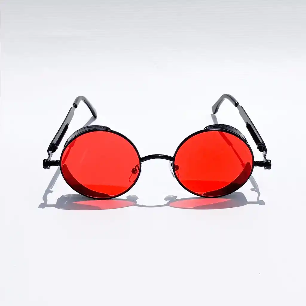 Gafas De Sol Redondas Con Lente Rojo