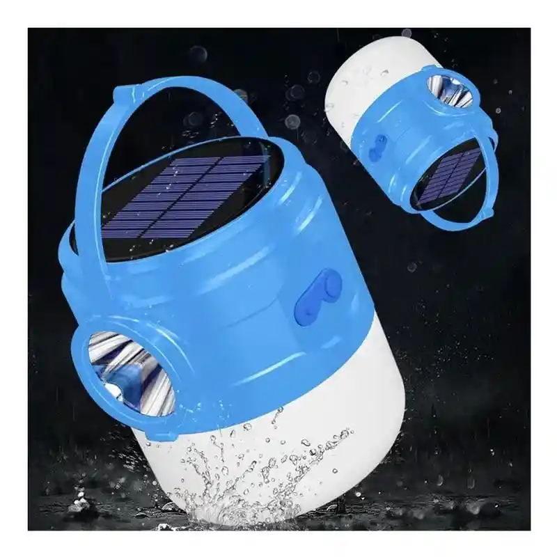 Lampara Solar T03 Azul Celeste Recargable Cable Usb Portátil Con Control