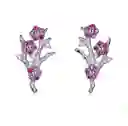 Aretes Con Flores Y Circones Para Mujer En Plata 925