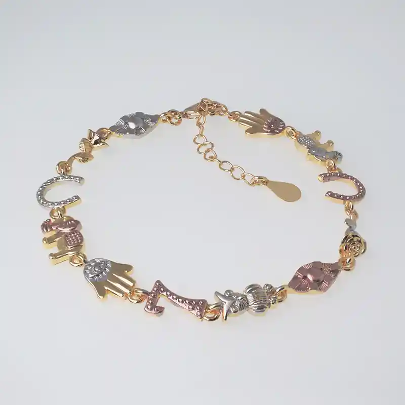 Pulsera Esclava Diseño Amuleto De La Suerte Dorado Sirene Rose