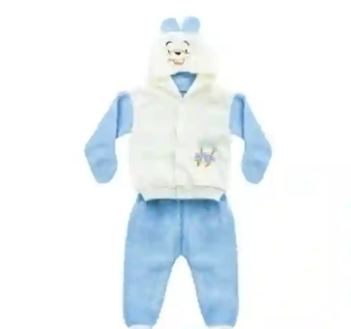Conjunto Pijama 2 Piezas Troquelada Panda - Azul 0-3 Meses