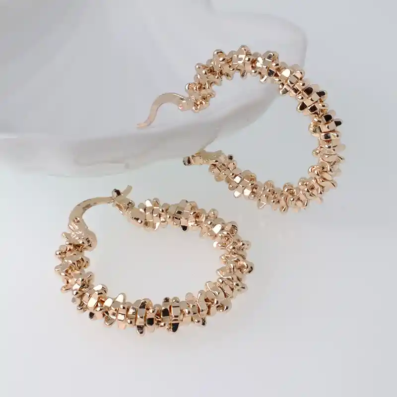 Aretes Candonga Fuerza De Brillo Dorado Sirene Rose Joyas