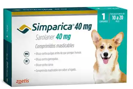 Simparica 40 Mg Perro 10 A 20 Kg *1 Tableta