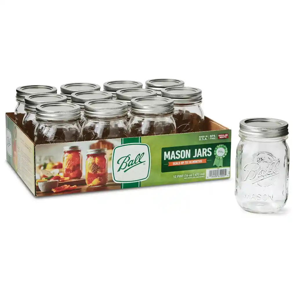 Mason Jars Ball 16 Oz Boca Regular X 12 Unidades