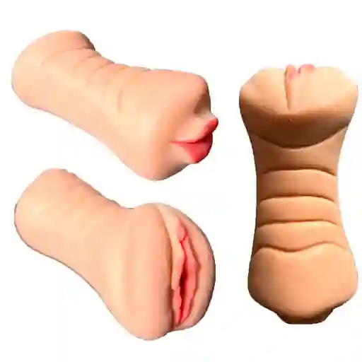 Masturbador Para 2 Penes Vagina Y Boca Silicona Fanta Flesh Orgasmo Masculino Juguetes Para Hombres